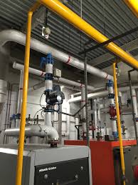 Installation de gaz avec de nombreuses tuyauteries